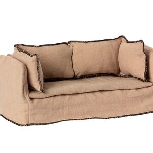 Maileg Beige Linen-Look Accent Sofa with Dark Trim